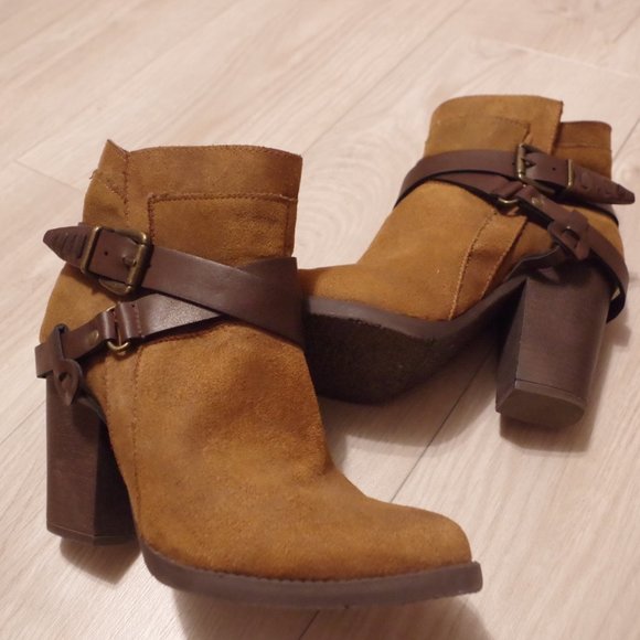 Ankle Brown Suede Buckle Boots By Mossimo Supply CO - Picture 2 of 5